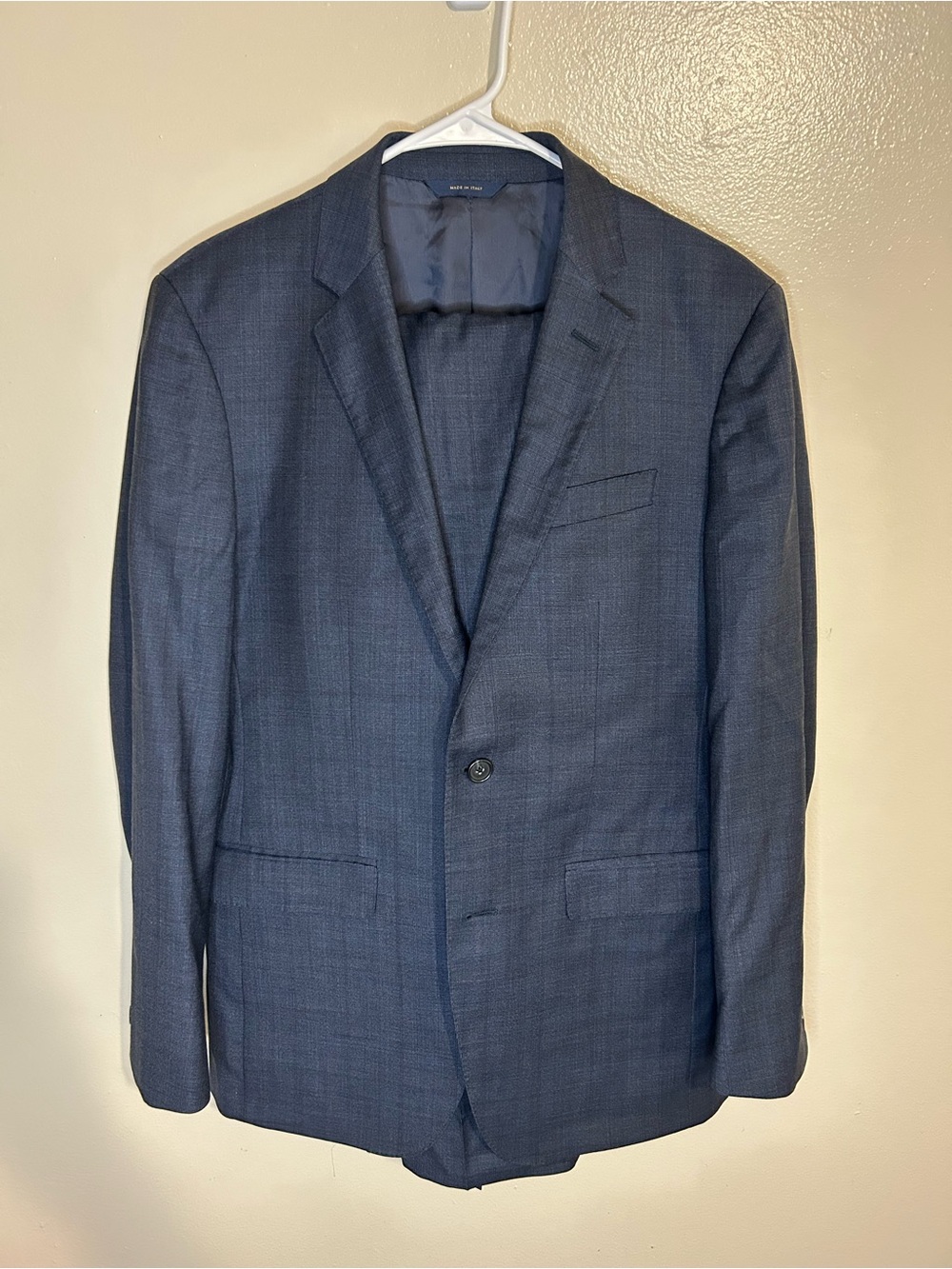 Brooks Brothers 1818 Milano Saxxon Wool 2 Piece Suit Navy Blue 39R 33W Italy